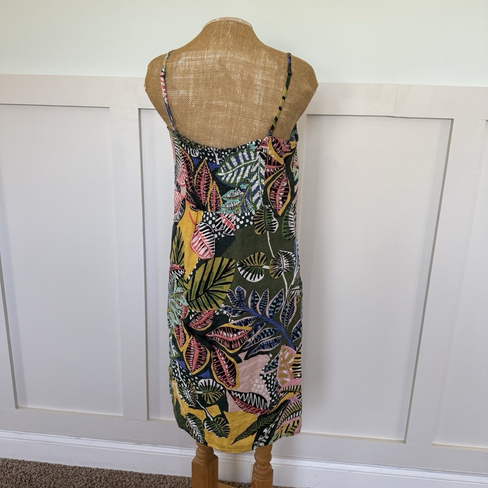 Cynthia Rowley Dress Size 8 Tropical Beach Vacation Resort 100% Linen Cami Slit - Picture 5 of 8